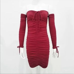 red off the shoulder dress